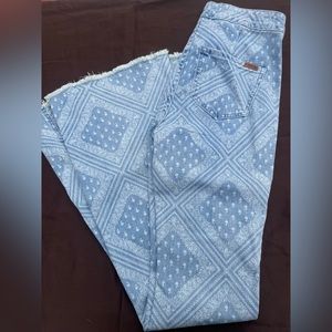 Rock and roll denim jeans, bargain button bell